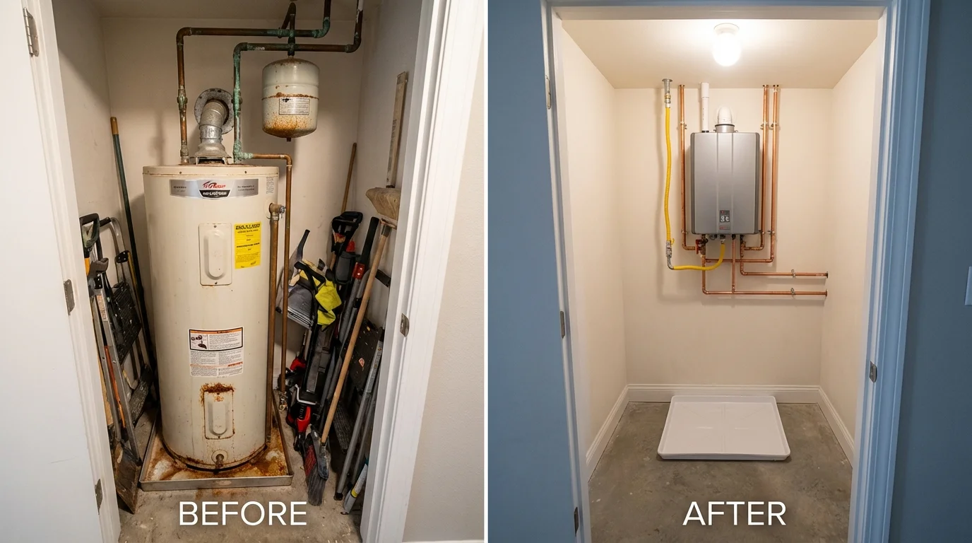 Tank water heater versus wall-mounted tankless unit comparison for Fairfield, NJ homeowners